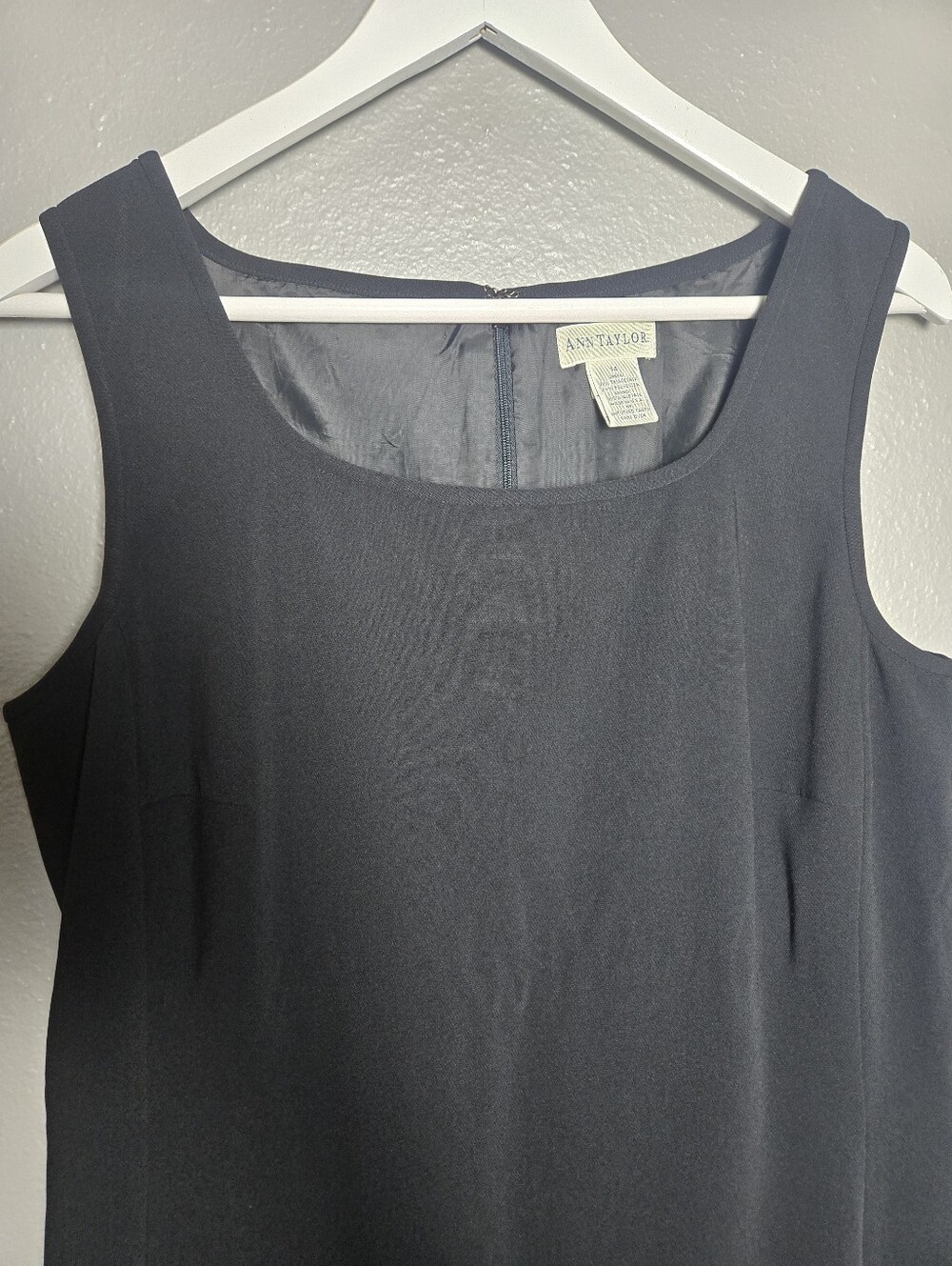 Vintage Ann Taylor Black Classic Square Neck Shift Dress Size 14 - Picture 13 of 16